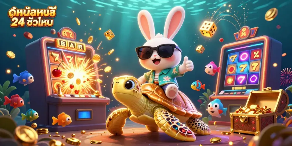 Spin the reels and win big with ดูหนังออนไลน์ฟรี 24 ชั่วโมง, showcasing a vibrant casino scene.