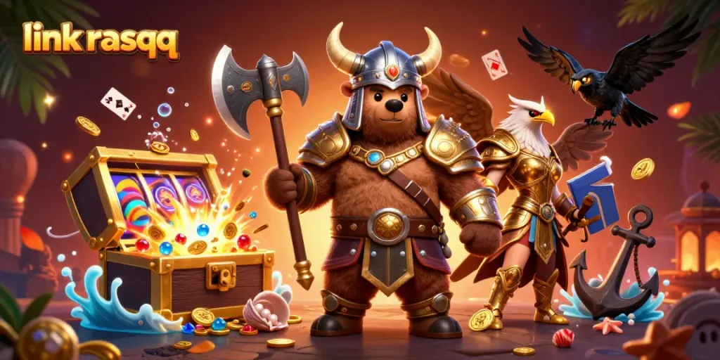 Experience the excitement of link rasqq with a dynamic gaming scene full of treasures and action.