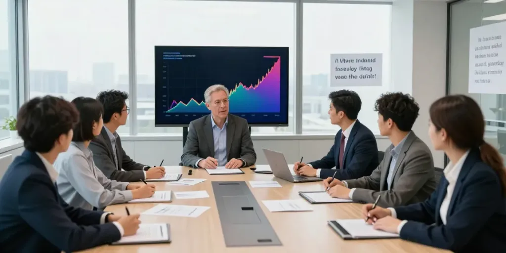 Mark Litwin Marrisa Holdings mentoring finance professionals in a bright office.