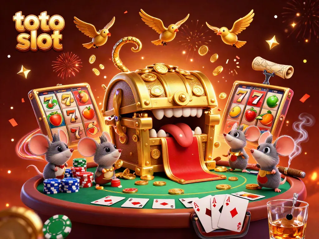 Experience thrilling adventures with the toto slot golden treasure chest in this vibrant casino scene.