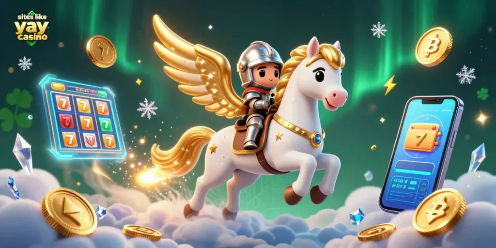 Experience games like yay casino at the vibrant celestial casino scene with coins and jackpot symbols.