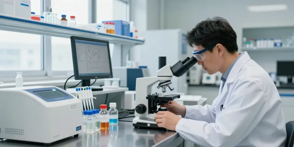 Selank for sale in a professional lab environment showcasing precise research methods and quality assurance.