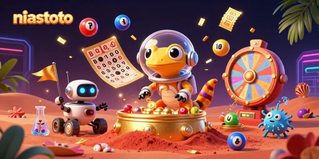 Engage in thrilling casino adventures with NIASTOTO's Martian-inspired world featuring vibrant games.