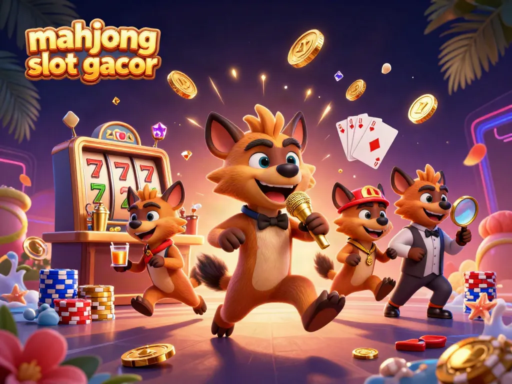Experience mahjong slot gacor with lively hyena characters in a dynamic casino setting.