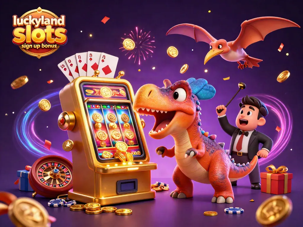 Experience the excitement of winning with the luckyland slots sign up bonus amid flying coins and dynamic characters!