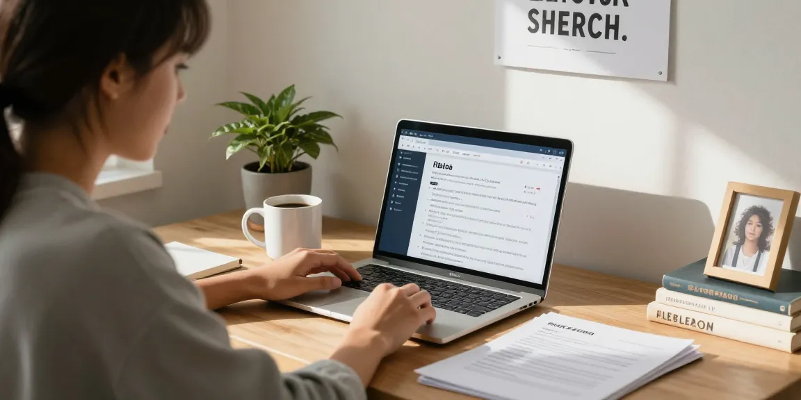 Engaging job search scene at home with a laptop, coffee, resume, and a warm atmosphere, focusing on หางาน.