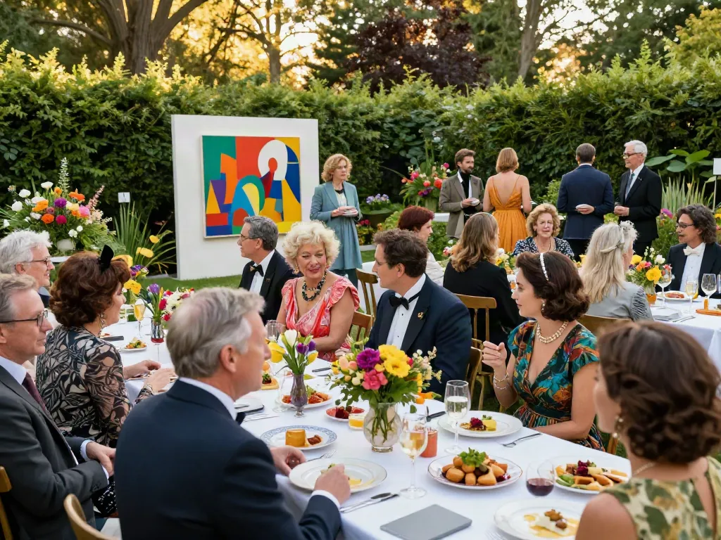 Bruce Bailey Toronto hosts elegant garden party at Vogrie estate, showcasing art and gourmet cuisine.