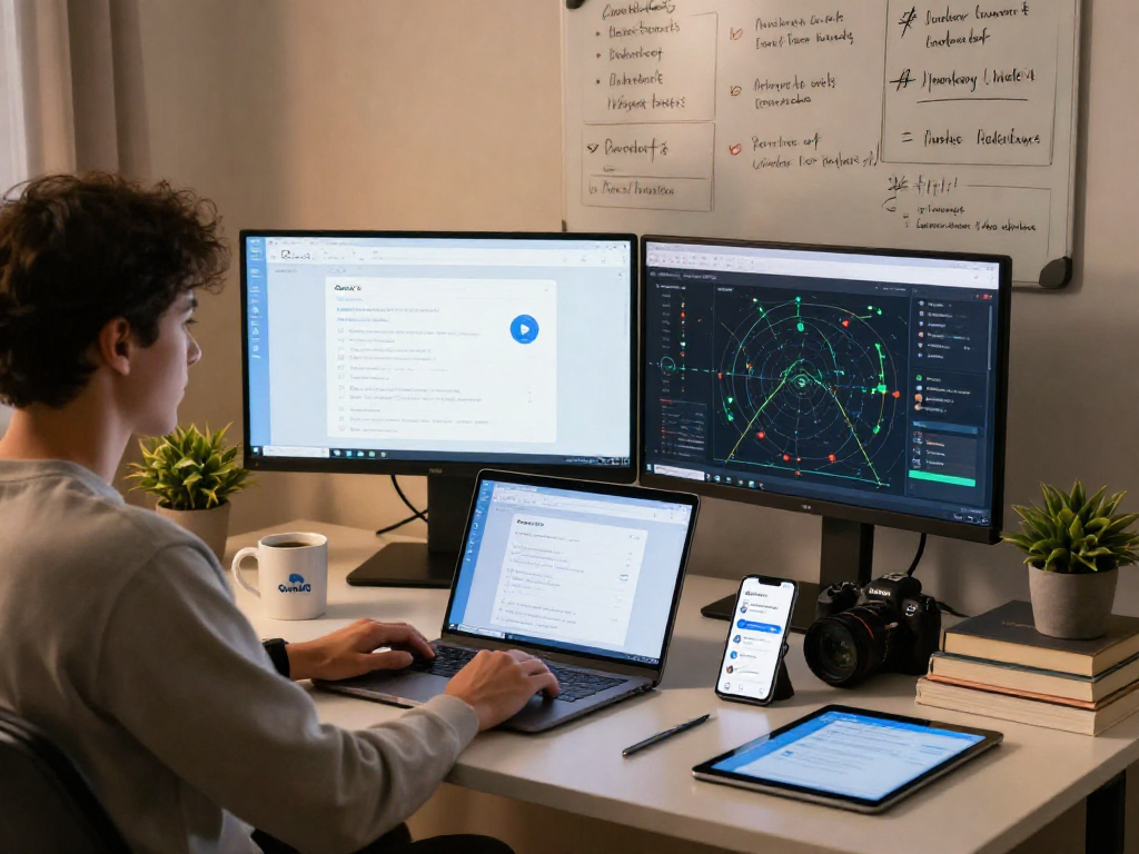 在快速稳定的 home office环境中，用户使用 quickq官网 接入网络加速工具，提升工作效率。