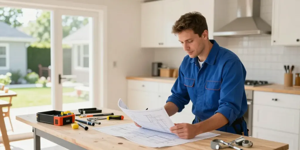 Trustworthy home services provider working on a kitchen renovation linked to wish4d community projects.