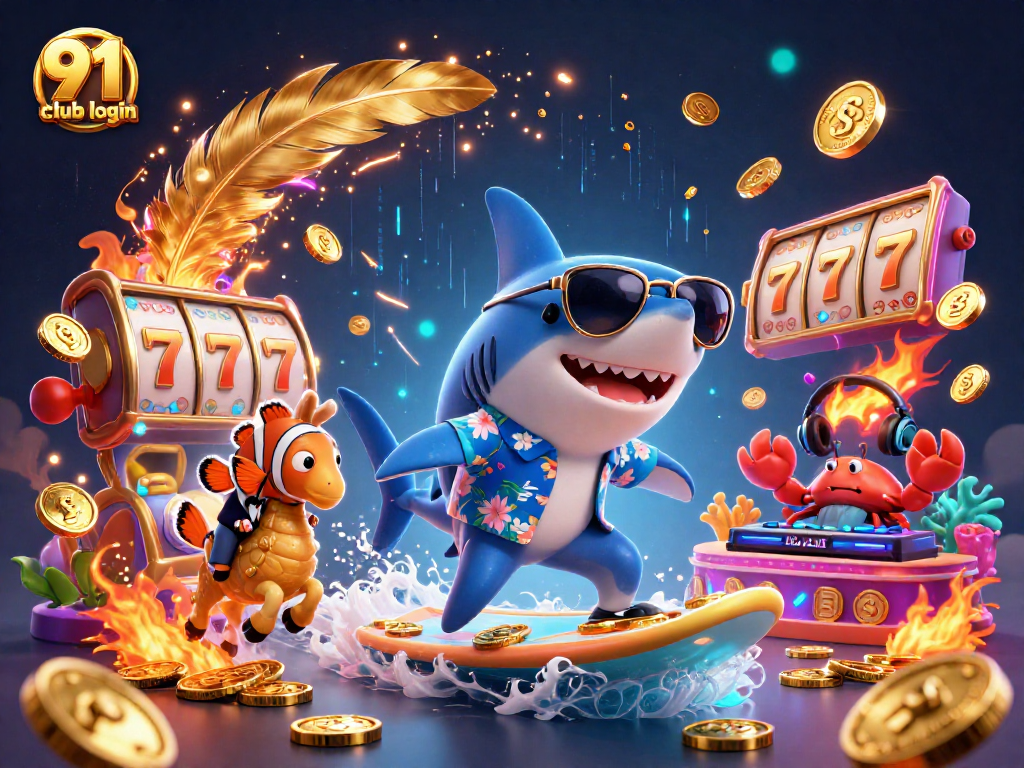 Engage in thrilling gameplay with 91 club login and soaring jackpots amidst dynamic characters and casino elements.