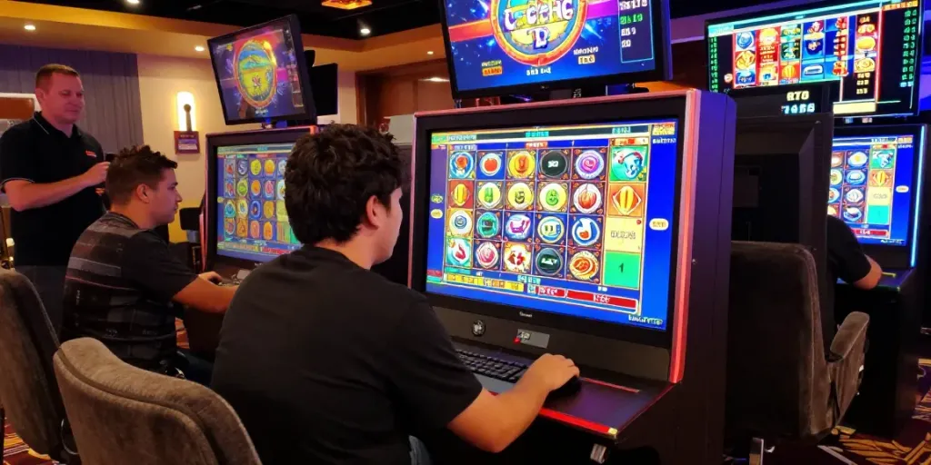 Engaged player at PROPLAY88 online gaming studio enjoying a slot game.