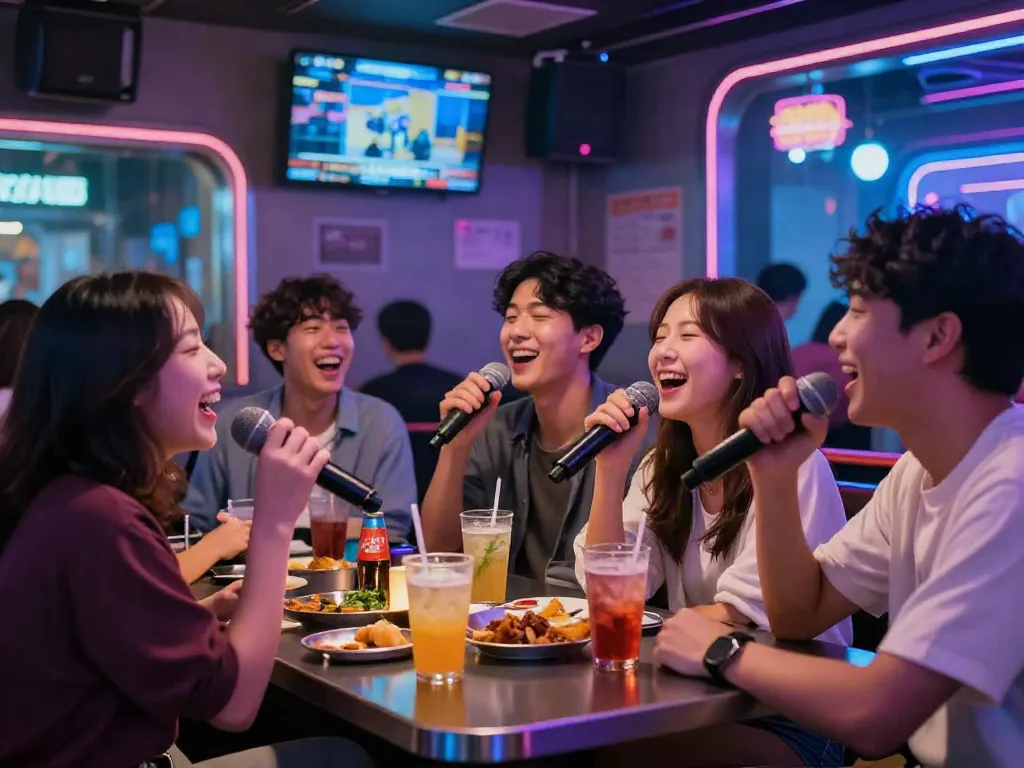 강남 달토에서 즐겁게 노래 부르는 친구들 모습