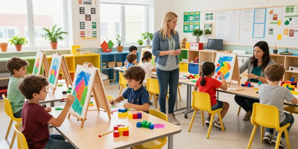 Aktivitas belajar kreatif anak-anak di RUSUNTOTO, melodi warna dan kebahagiaan.