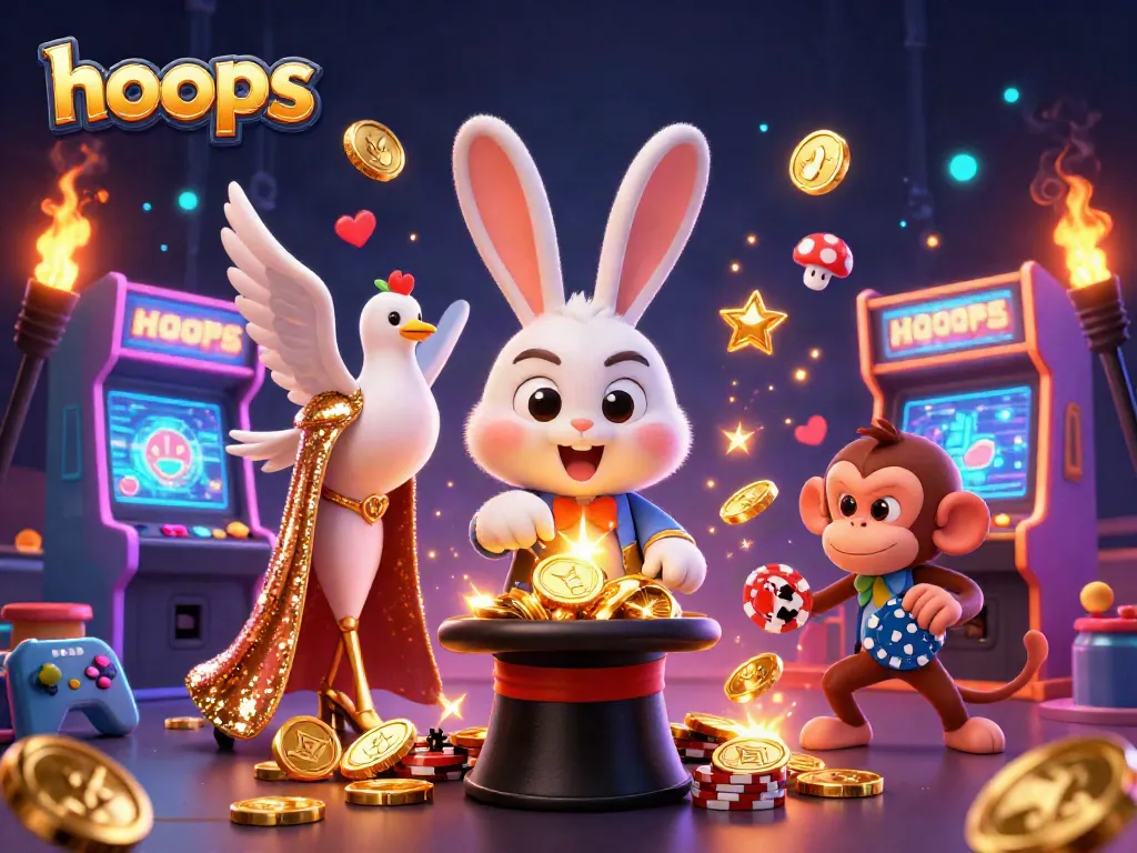 Experience winning with hoops-themed dynamic casino art featuring a magician and playful elements.
