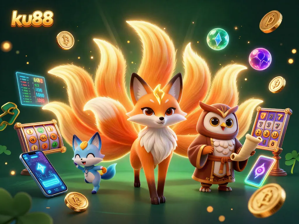 Experience exhilarating slots action at ku88 with vibrant characters and exciting crypto elements.