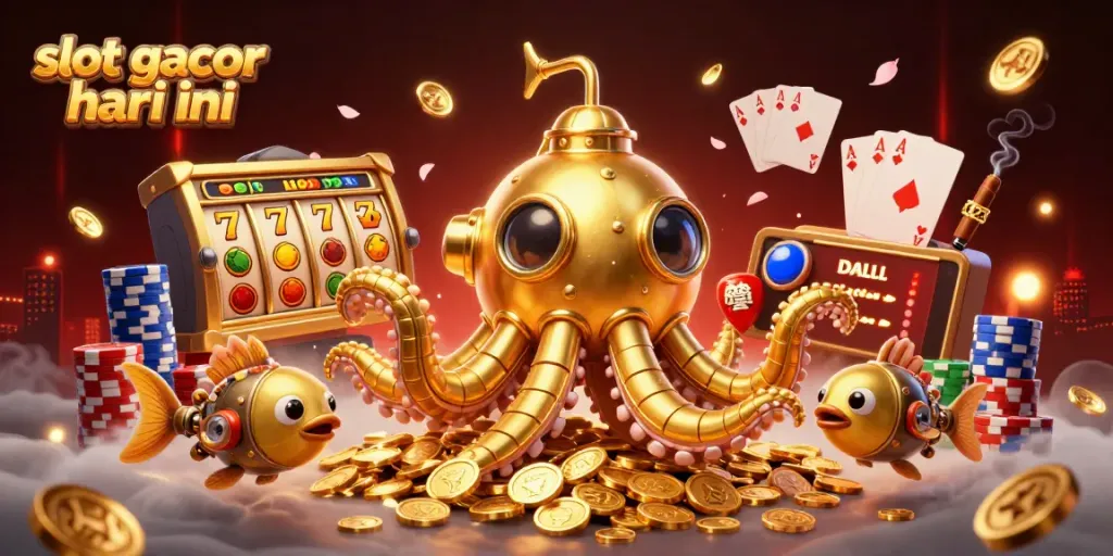 Experience the thrill of slot gacor hari ini amidst golden coins and captivating 3D characters.