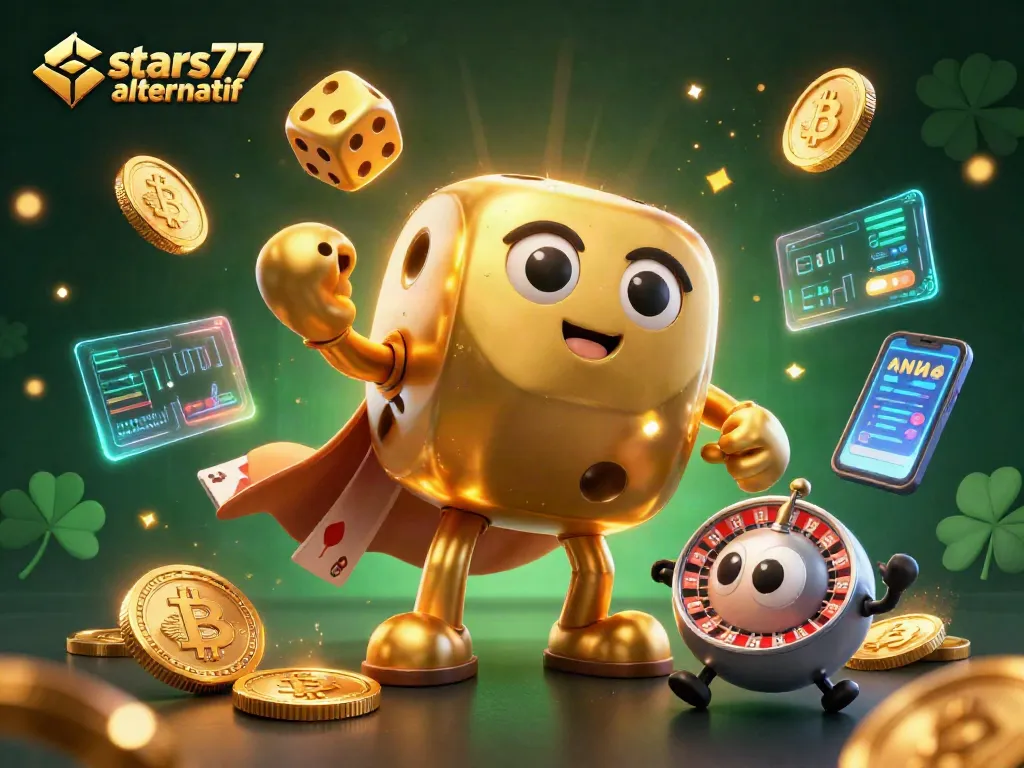 Menggulingkan dadu emas dan menghasilkan angka beruntung di stars77 alternatif dengan analisis pasar.