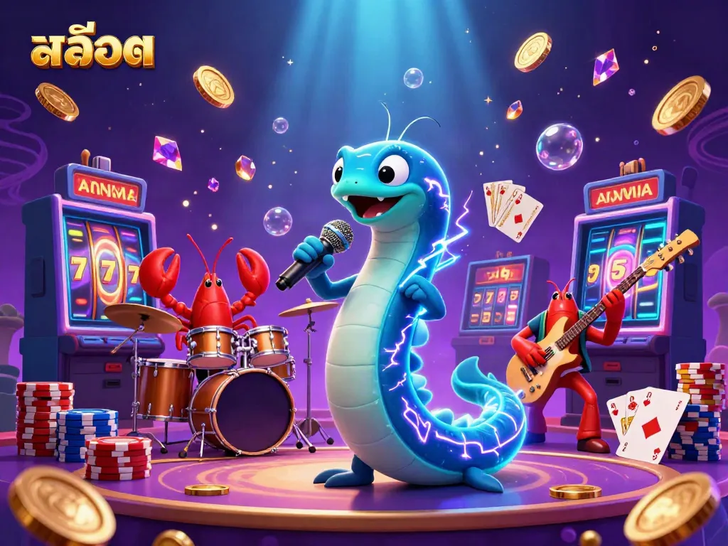 Experience excitement in สล็อต with lively underwater casino scene filled with treasures.