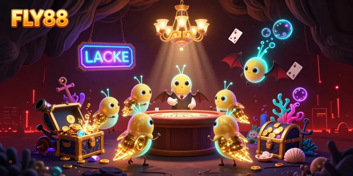 Interact with FLY88's immersive cave casino, featuring glowworms and a bat dealer in a captivating underwater world.