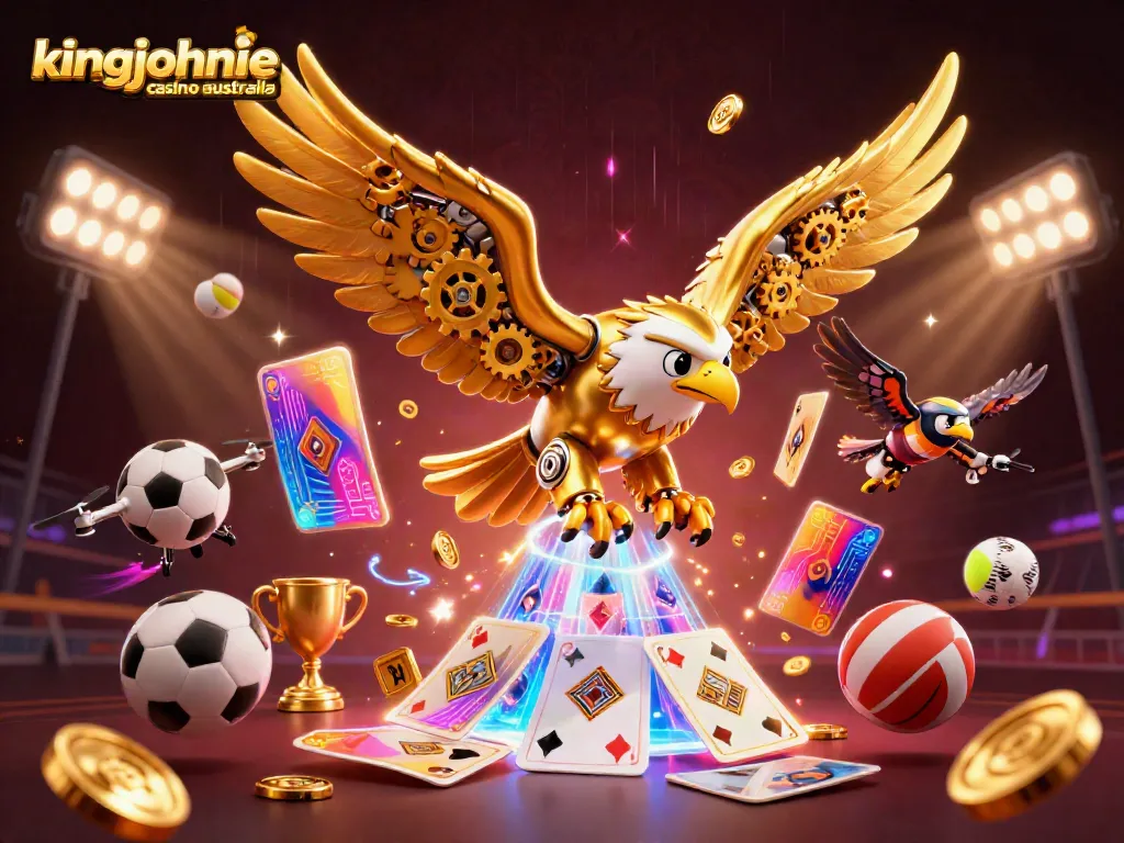 Experience the thrilling atmosphere of kingjohnnie casino australia with a golden eagle and dynamic game elements.