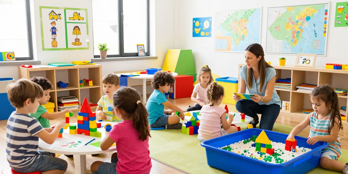 Children exploring and learning in pre schools in Singapore, engaged in interactive activities and a creative environment.