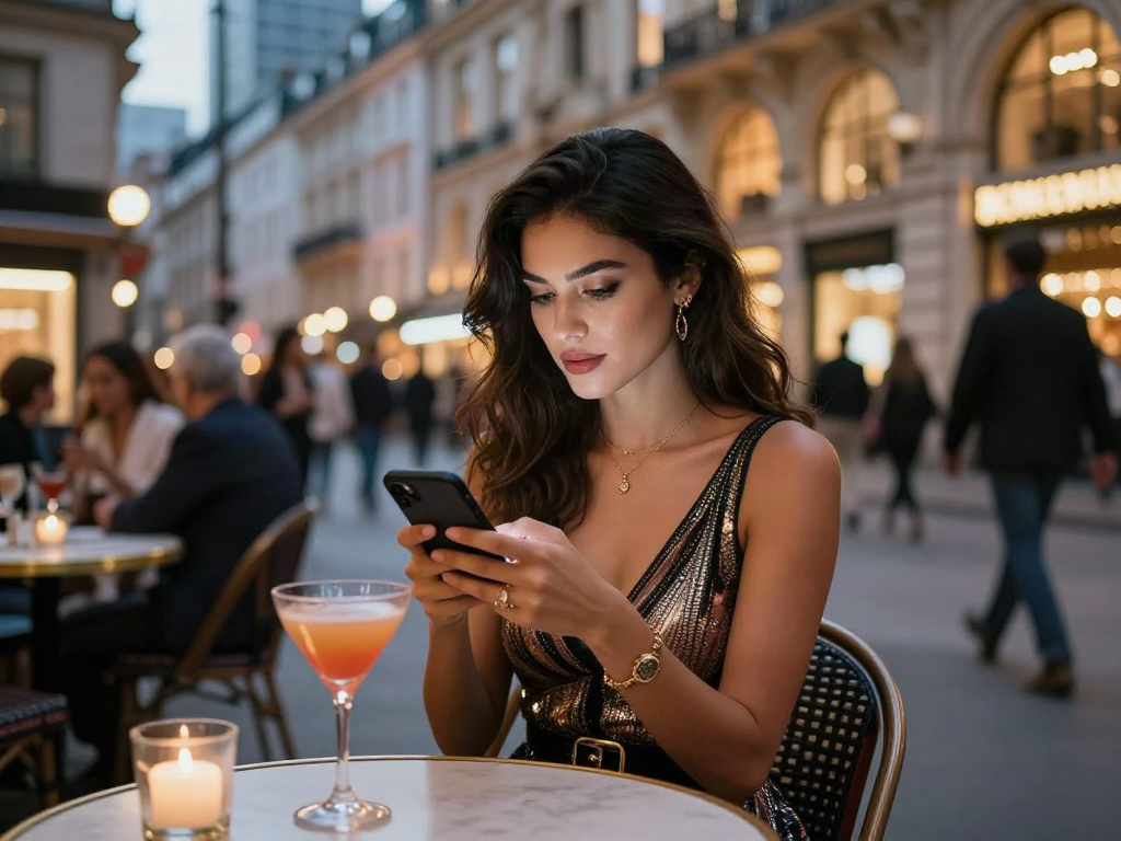 Diyarbakır escort olarak şık bir akşam yemeği için hazır olan kadının şık kafe atmosferinde oturduğu an.